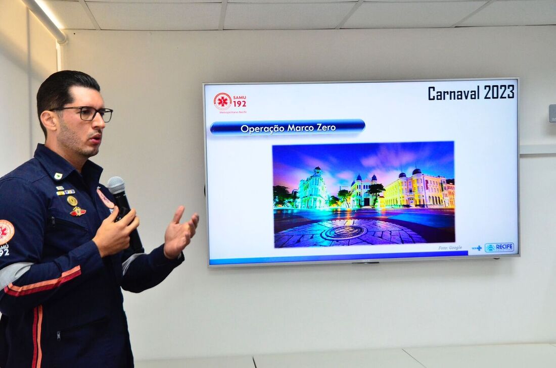 Leonardo Gomes, coordenador do Samu Recife, apresentou o planejamento da instituição