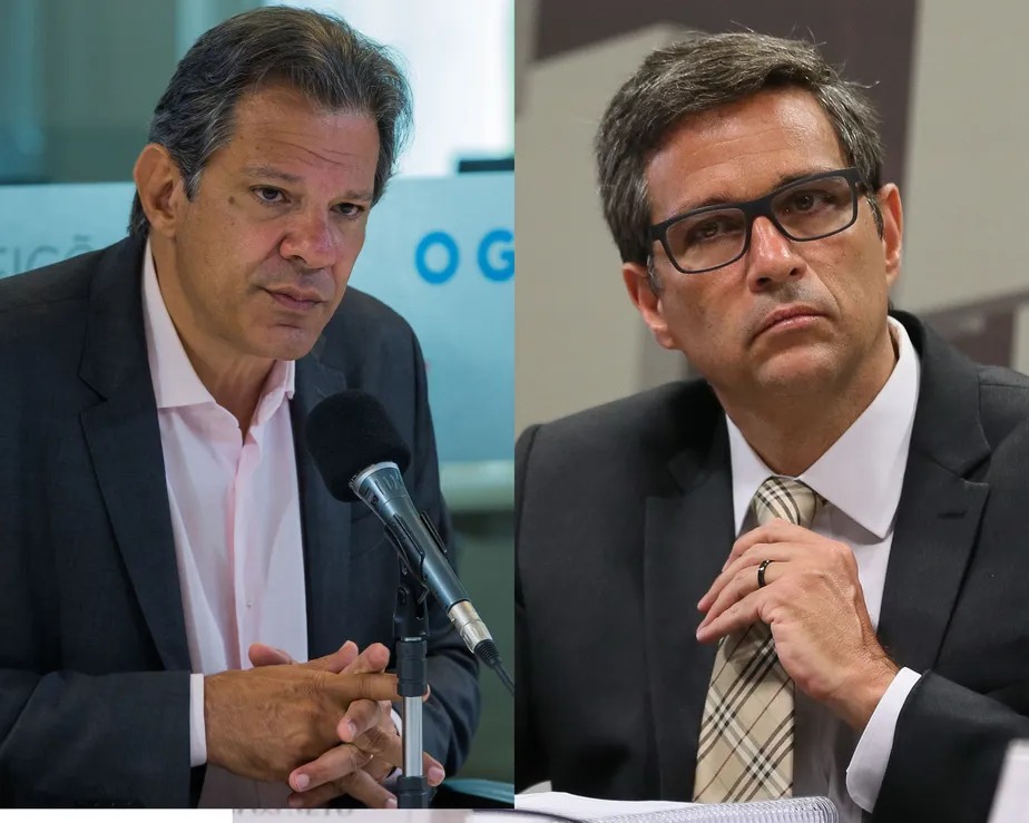 Ministro da Fazenda, Fernando Haddad, e o presidente do Banco Central, Roberto Campos Neto 