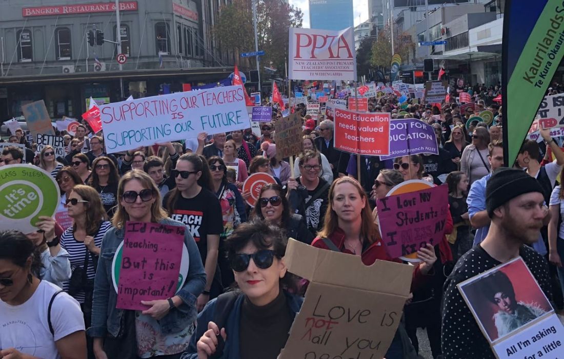 Protesto de professores na Nova Zelândia