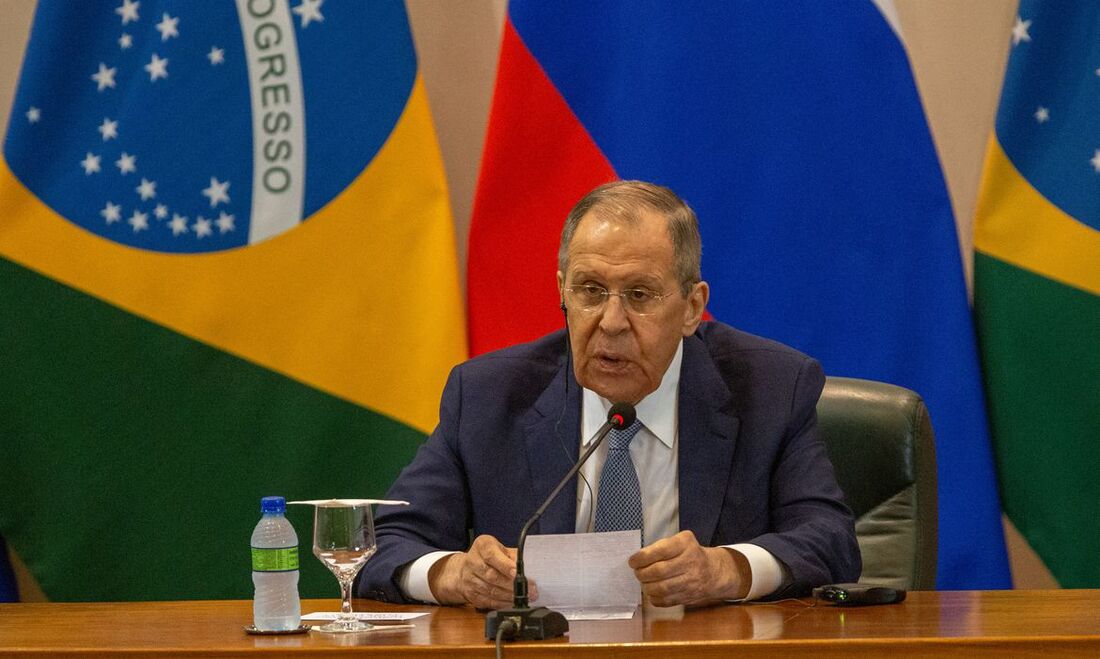 Chanceler russo, Sergei Lavrov, durante encontro com o ministro das Relações Exteriores, Mauro Vieira