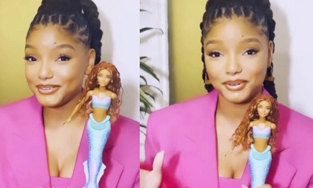 Halle Bailey e a boneca de Ariel