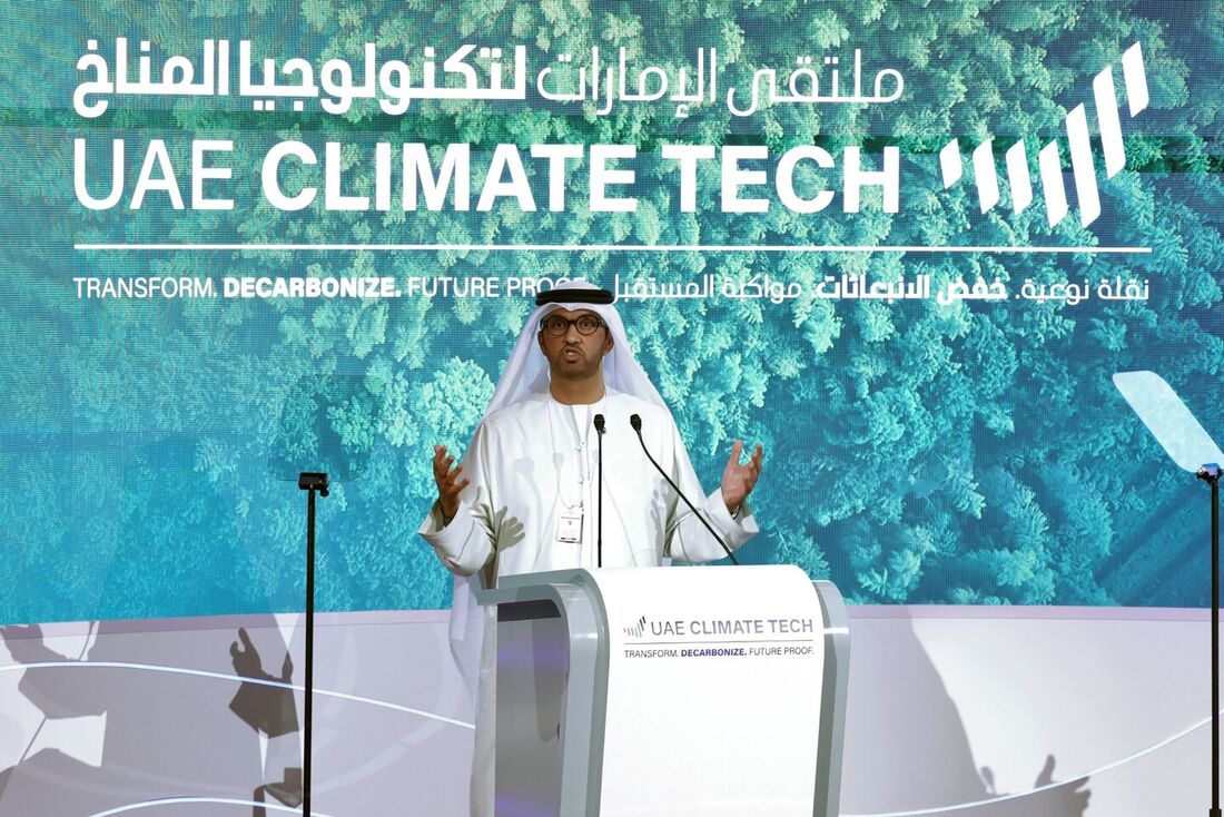 Sultan al-Jaber, executivo-chefe da Abu Dhabi National Oil Company (ADNOC) dos Emirados Árabes Unidos e presidente da COP28 deste ano.