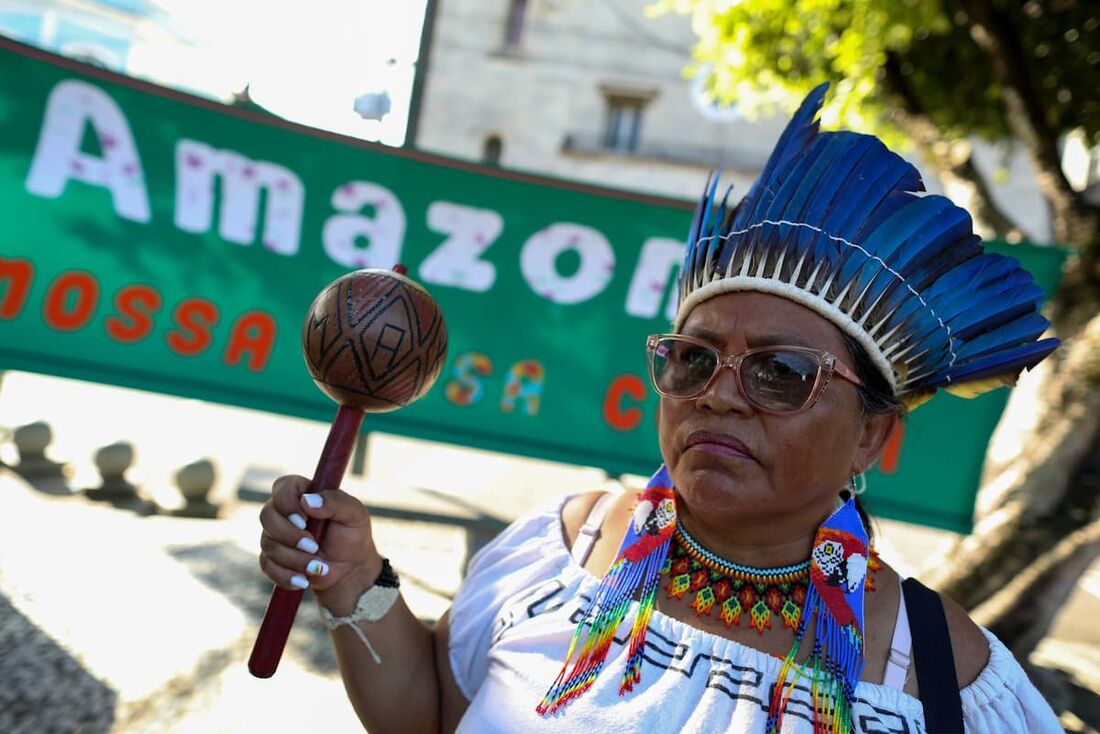 Indígenas protestam contra o marco temporal