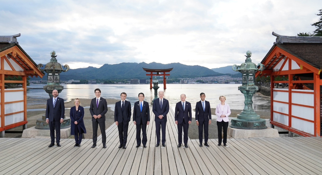 G7 no Japão; presente também a presidente da União Europeia, Ursula von der Leyen (à direita)