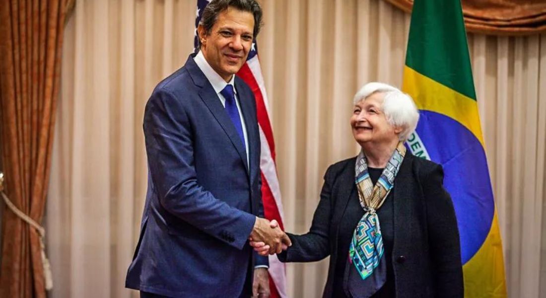 O ministro da Fazenda, Fernando Haddad, teve encontro nesta quinta-feira com a secretária do Tesouro dos EUA, Janet Yellen