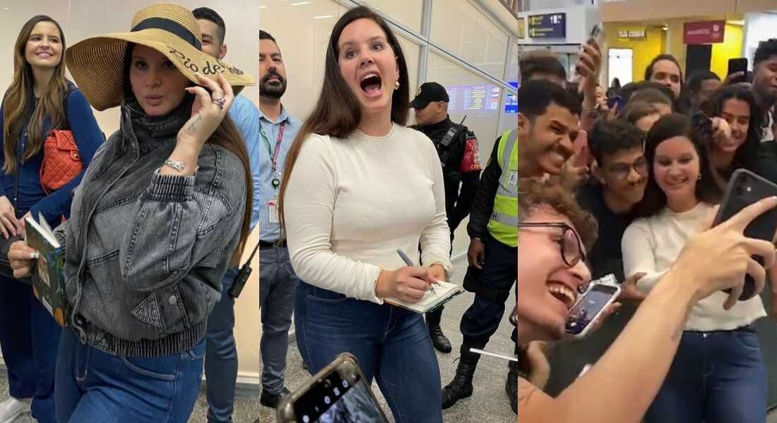 Lana Del Reu desembarca em aeroporto do Rio de Janeiro