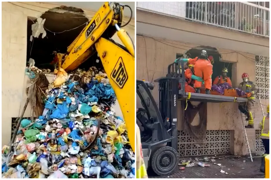 Bombeiros resgatam homem de 250 kg preso em 'montanha' de lixo em seu apartamento, na Espanha 