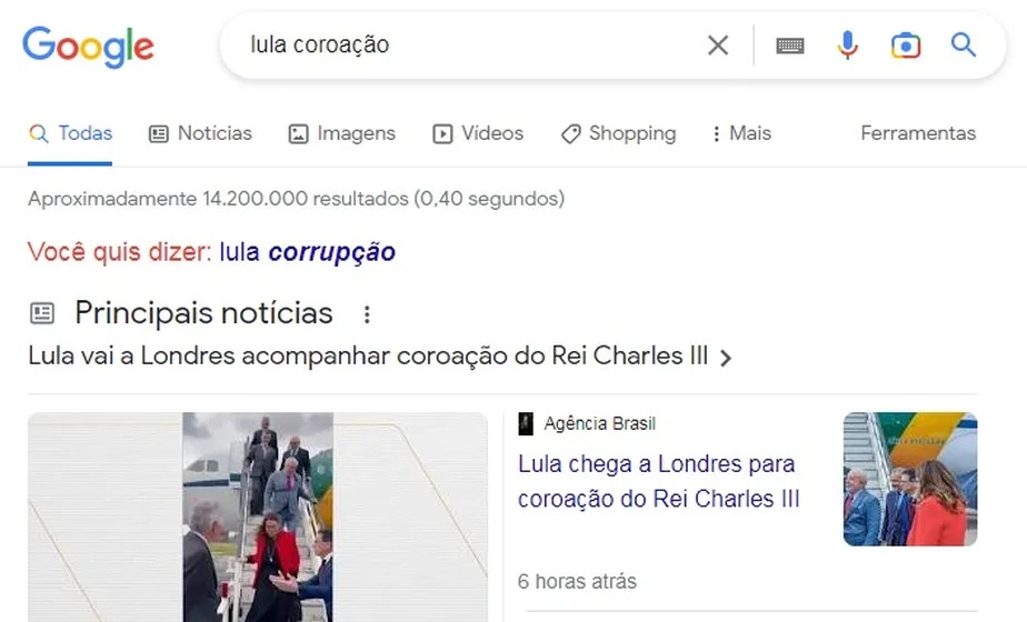 Busca feita no Google 