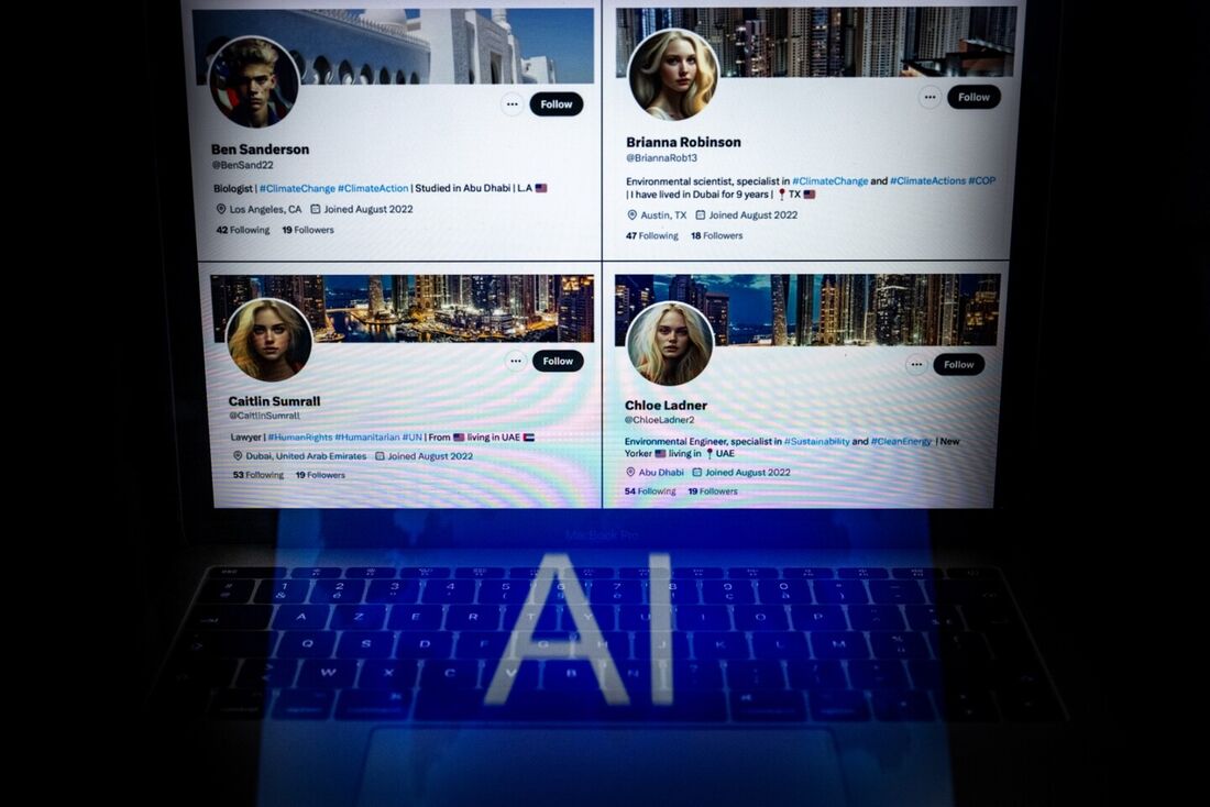 Contas falsas do Twitter com fotos de perfil aparentemente geradas por um software de Inteligência Artificial