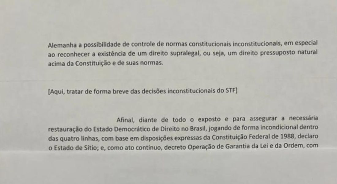 Trecho final do documento que estava no celular de Mauro Cid