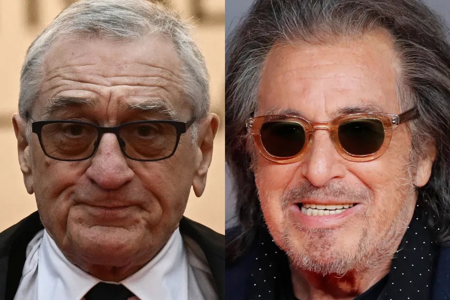 À esquerda, Robert De Niro, de 79 anos; à direita, à direita, Al Pacino, de 83 