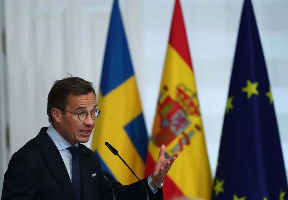 O premier sueco, Ulf Kristersson, durante visita à Espanha 