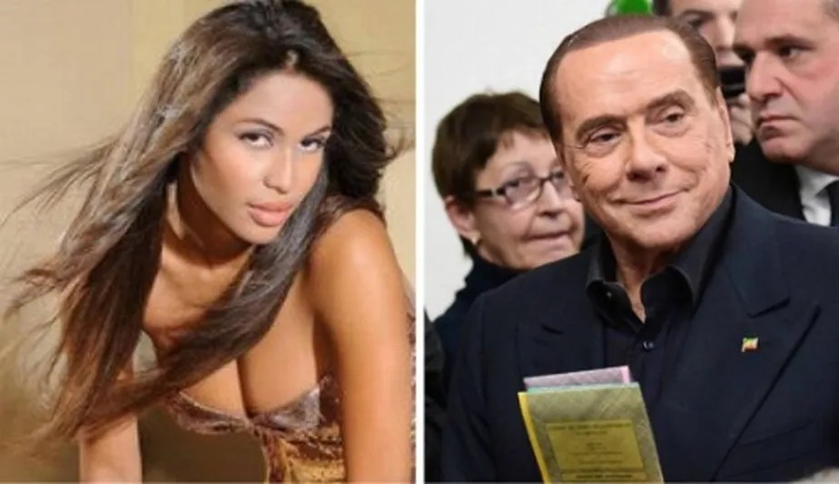 À esquerda, a brasileira Iris Beradi; à direita, o ex-primeiro ministro da Itália, Silvio Berlusconi 