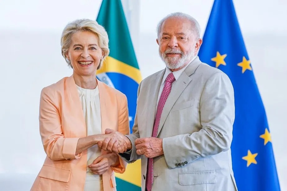 Presidente da Comissão Europeia, Ursula von der Leyen, e Luiz Inácio Lula da Silva 