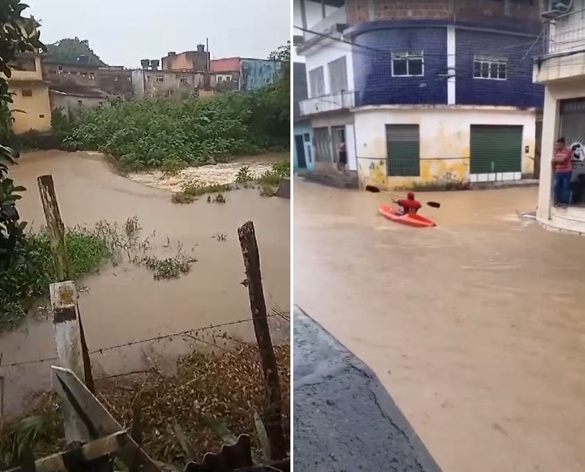 Entre os pontos de alagamento está o bairro São Francisco, no Cabo de Santo Agostinho