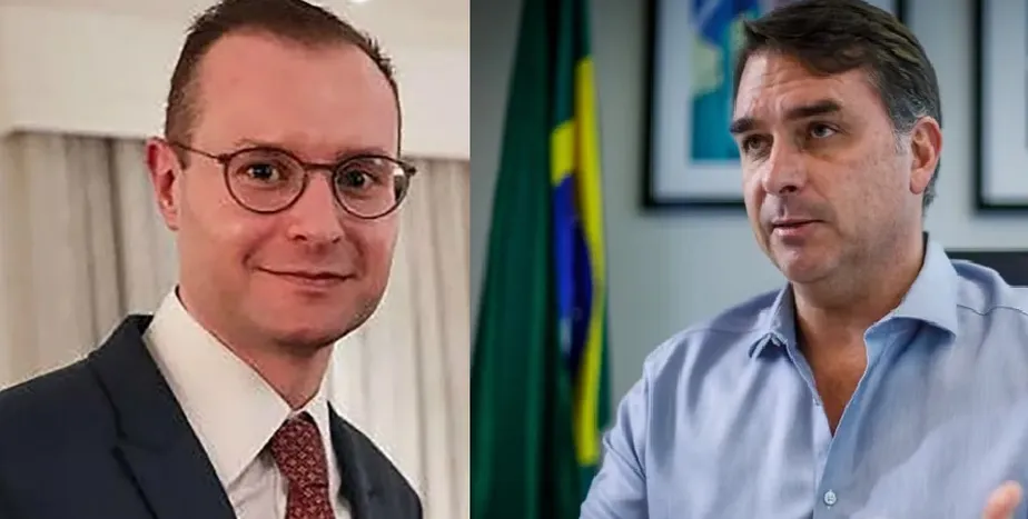 Advogado Cristiano Zanin e senador Flávio Bolsonaro 