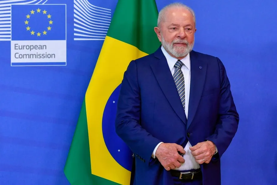 Presidente do Brasil, Luiz Inácio Lula da Silva, durante entrevista coletiva às margens da cúpula Celac-UE 