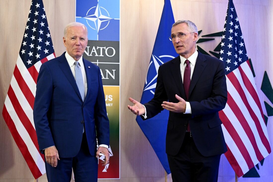 Presidente dos EUA Joe Biden e o secretário-geral da Otan, Jens Stoltenberg