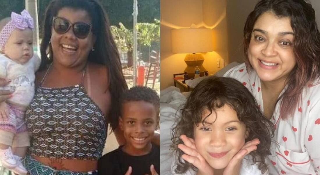 Tati Quebra Barraco e Preta Gil com os netos