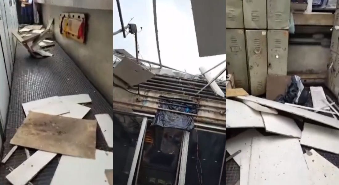 Imagens mostram o espaço sem o telhado e com vários objetos espalhados pelo chão