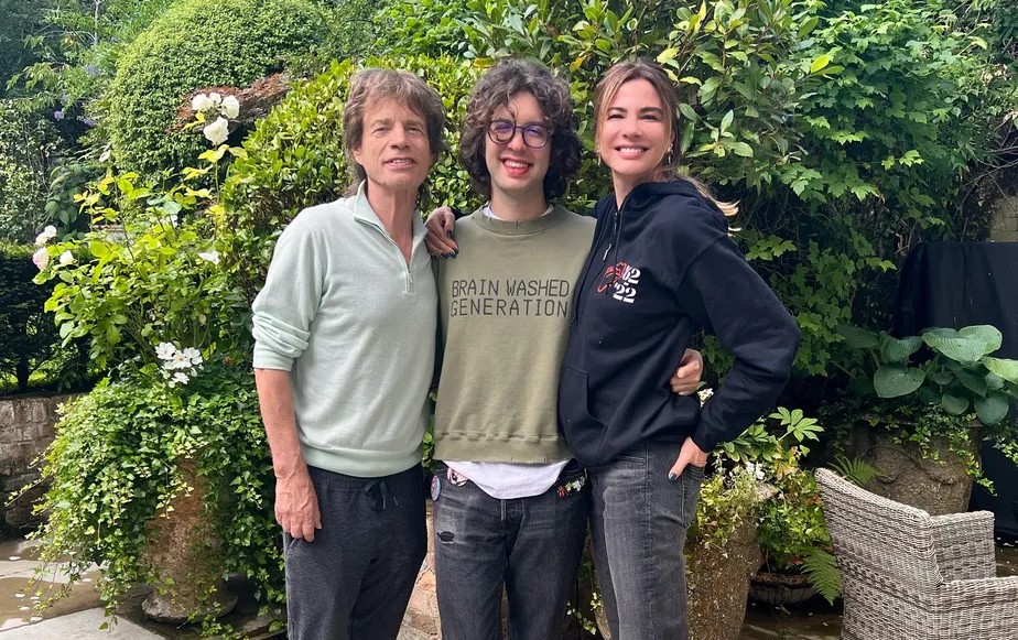 Mick Jagger, Lucas e Luciana Gimenez no ano passado 