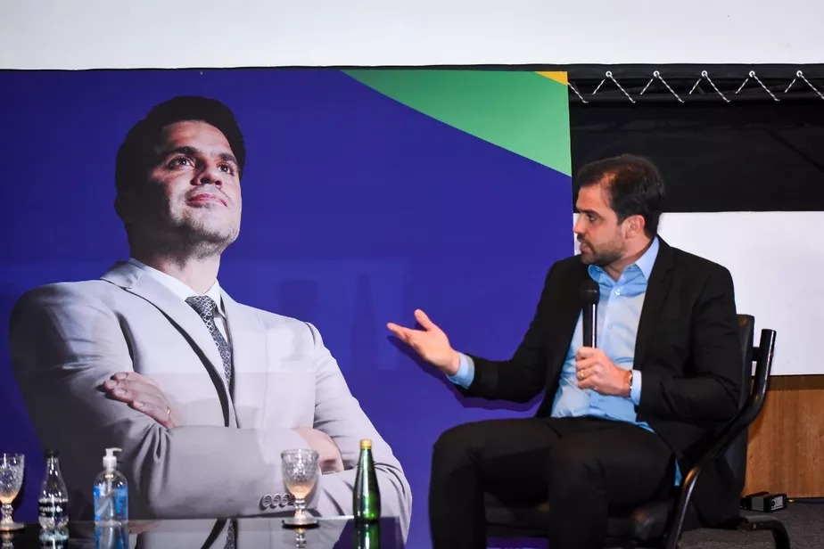 Pablo Marçal durante coletiva em que apresentava sua então candidatura à presidência da República 