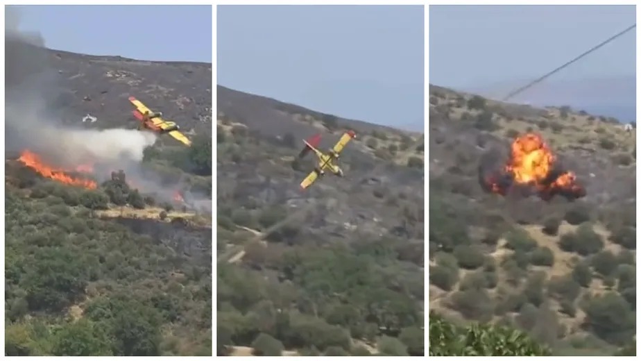 Avião bombardeiro de água que combatia incêndios cai na Grécia 