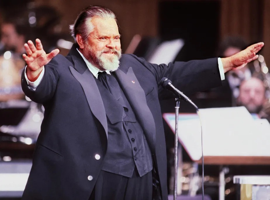 Orson Welles em foto de 1982 