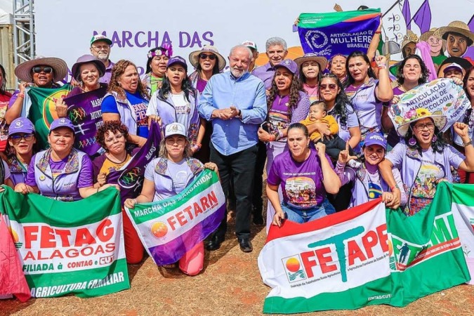 Presidente Lula durante a cerimônia de encerramento da 7ª Marcha das Margaridas, na Esplanada