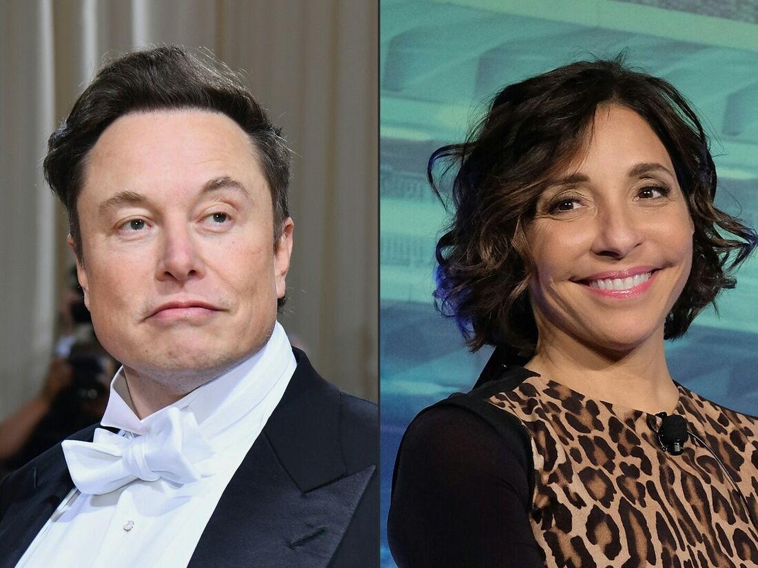 Elon Musk, dono do "X", ao lado de Linda Yaccarino, nova diretora executiva da rede social