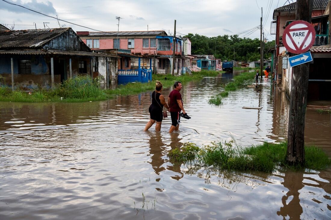 Área inundada de Batabano, província de Mayabeque, Cuba