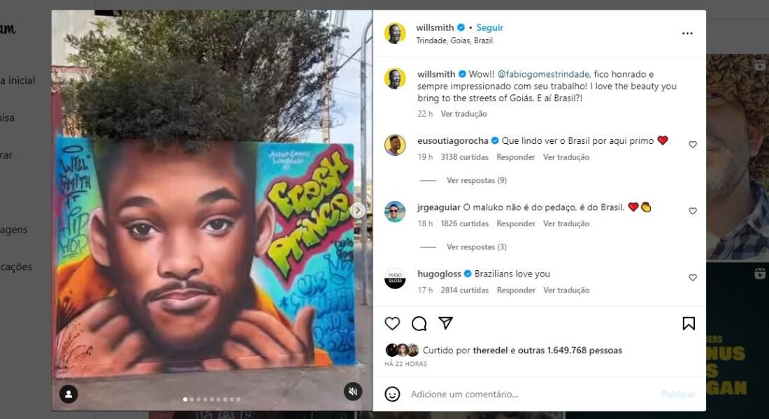 Will Smith publicou em seu Instagram obras de artista brasileiro