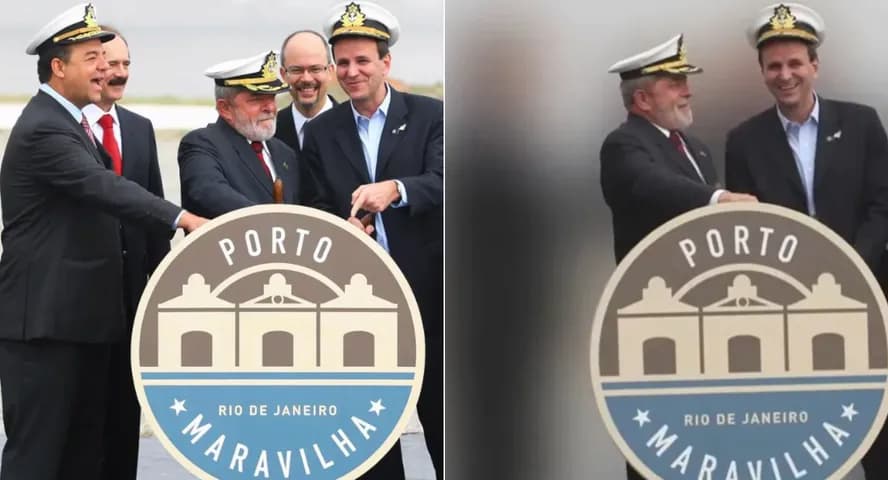 Foto em que foi apagada a imagem do ex-governador Sérgio Cabral foi veiculada pela Prefeitura do Rio de Janeiro