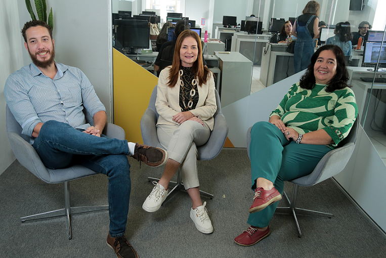 Jairo Lima, Patrícia Raposo e Ângela Belfort fazem o site Movimento Econômico, novo parceiro da Folha de Pernambuco