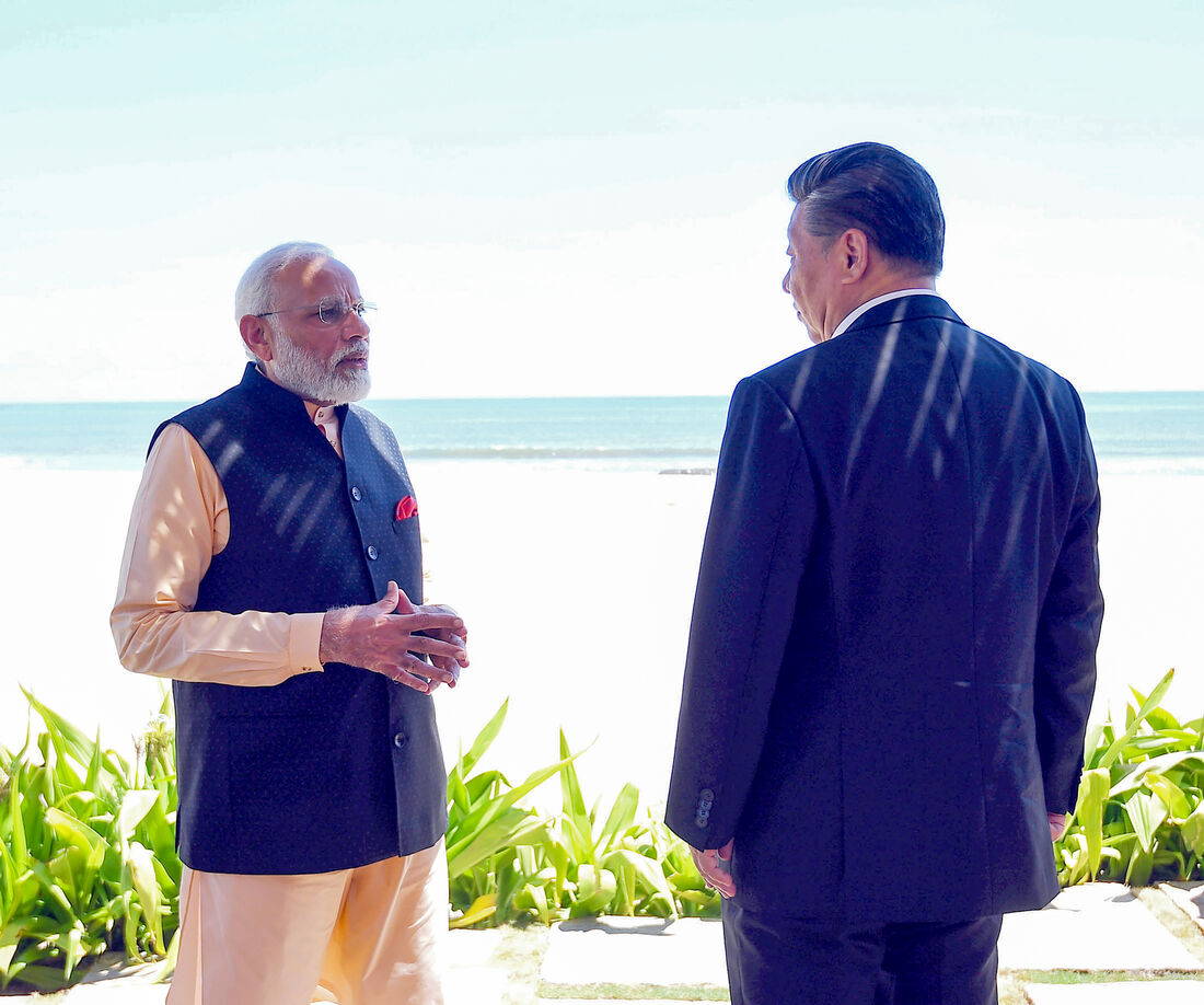  Narendra Modi e Xi Jinping em encontro diplomático em 2019