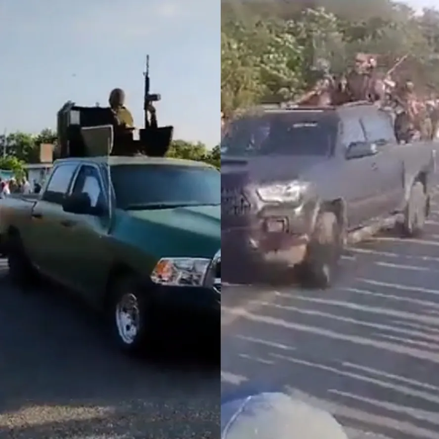 Picapes com traficantes armados com fuzis "desfilam" na fronteira do México com a Guatemala 