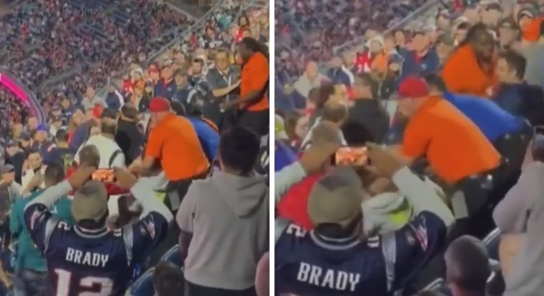 Torcedores brigam durante partida da NFL no Gillette Stadium