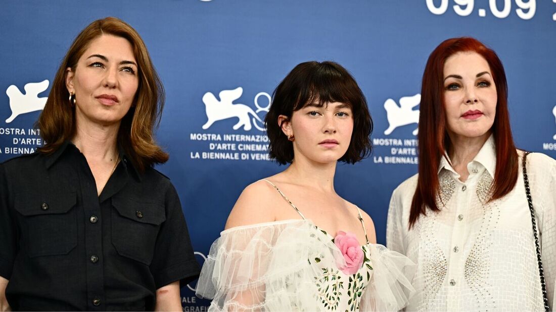 Sofia Coppola, Cailee Spaeny e Priscila Presley, no Festival de Veneza