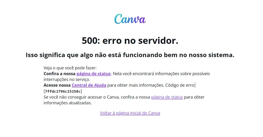 Canva com instabilidade