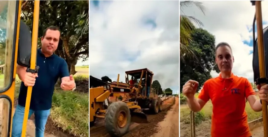 Joãozinho Pereira e o seu irmão, o deputado Fernando Pereira, em uma patrol de obras em Alagoas: empresa da família de Arthur Lira atuou em obra da Codevasf paga com emenda de R$ 1,1 milhão