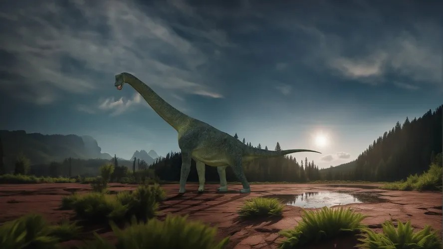 Reconstrução do dinossauro Garumbatitan em imagem de computador 