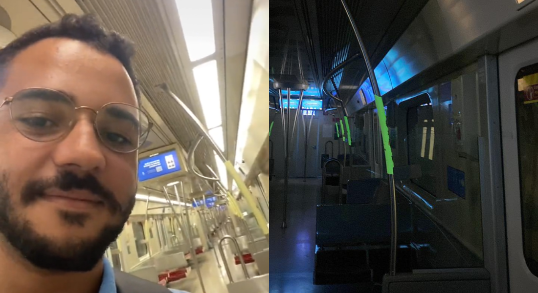 Hebert dormiu no metrô de Salvador e acabou preso no vagão com as luzes apagadas