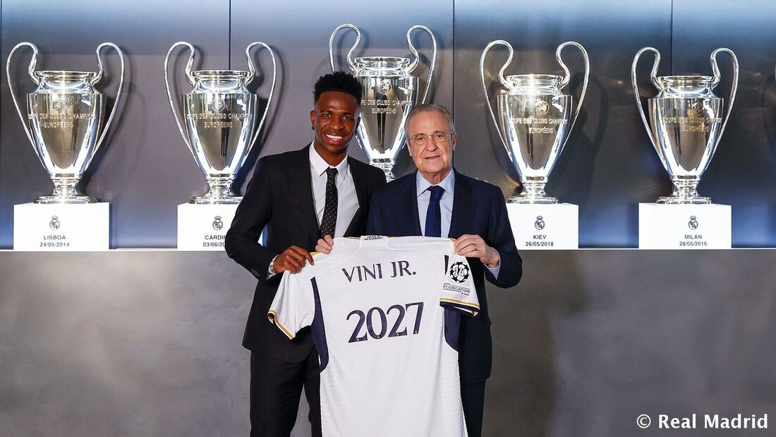 Em alta, Vinícius Jr. renova contrato com Real Madrid até 2027