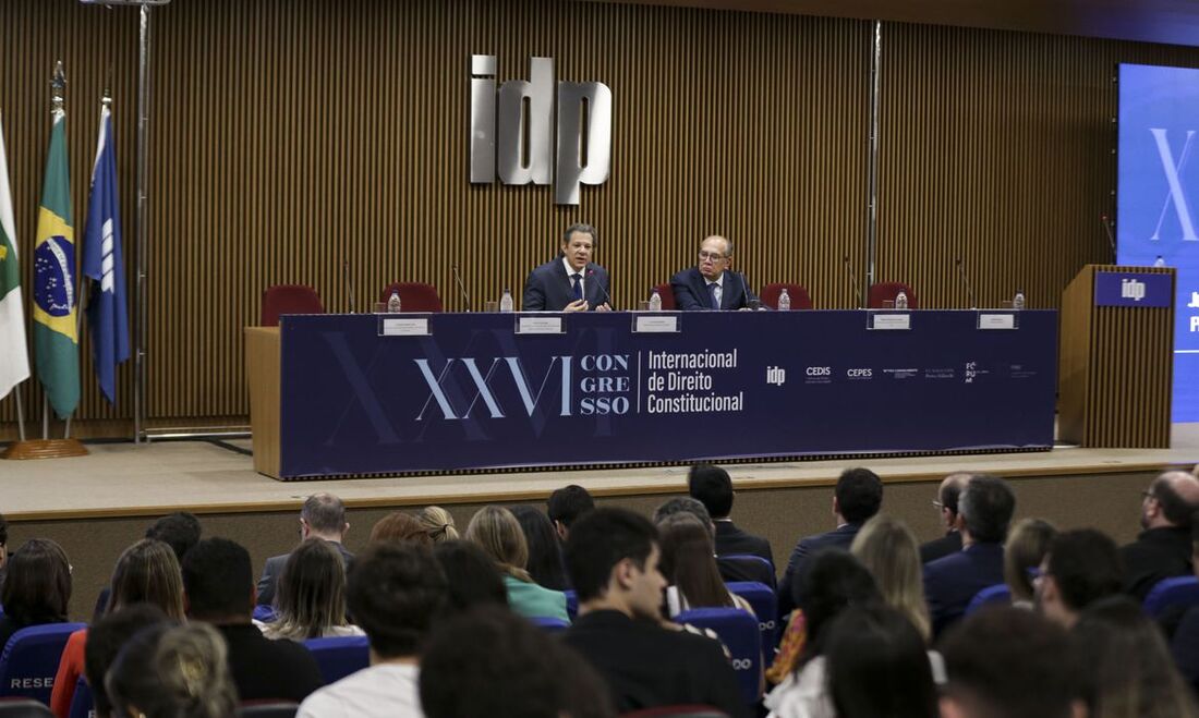 Fernando Haddad, ministro da Fazenda, em palestra no 26&ordm; Congresso Internacional de Direito Constitucional 