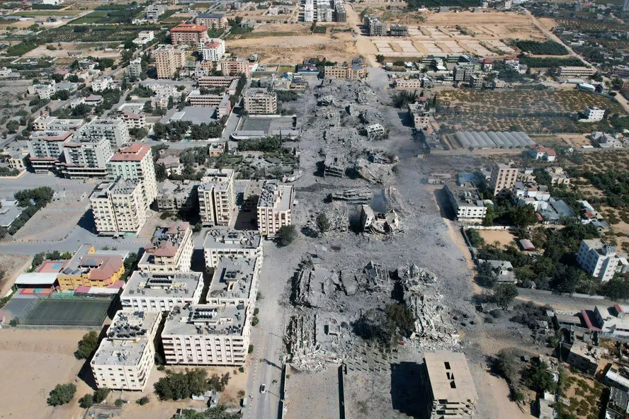 Vista aérea mostra prédios no distrito de al-Zahra, no sul da Cidade de Gaza 