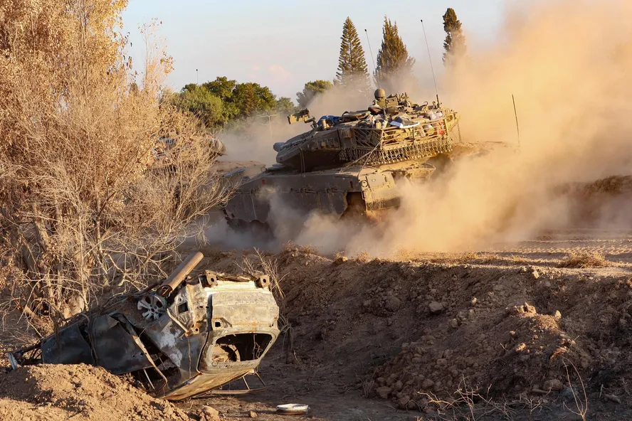 Tanque de Israel na fronteira com a Faixa de Gaza 