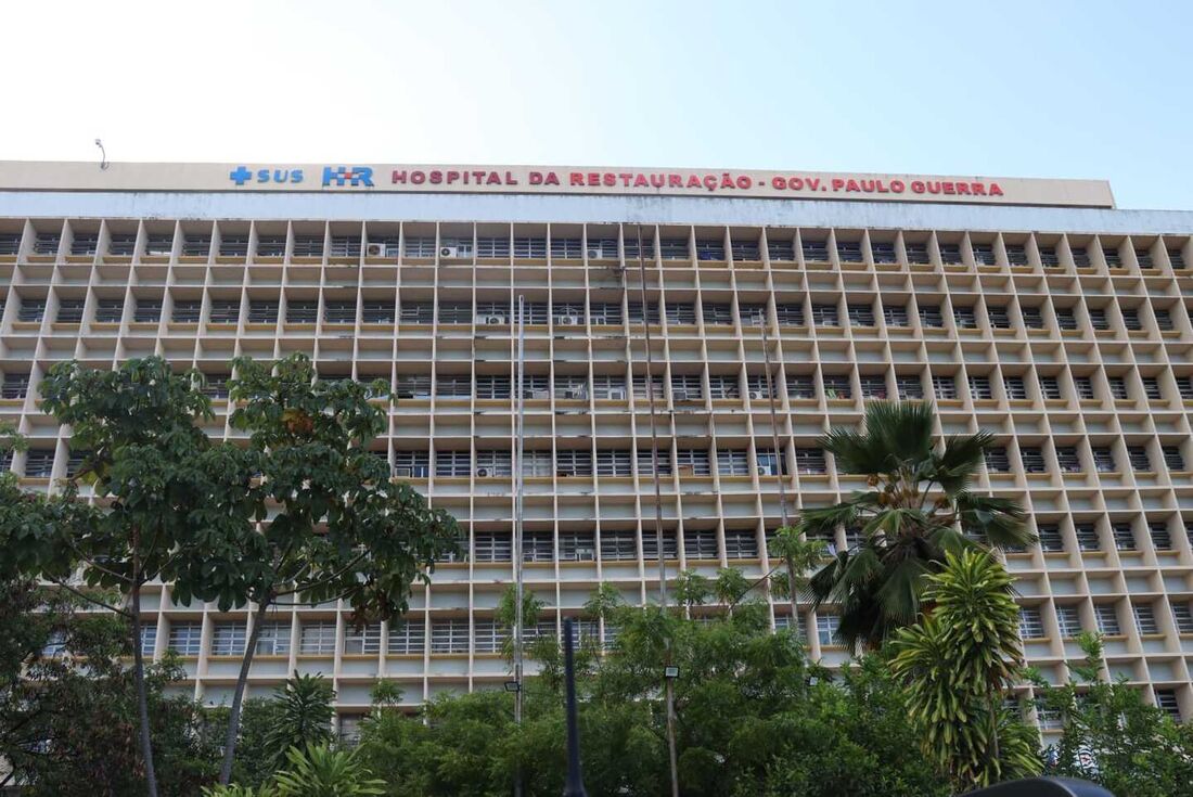 Fachada do Hospital da Restauração, localizado no bairro do Derby, no centro da capital pernambucana