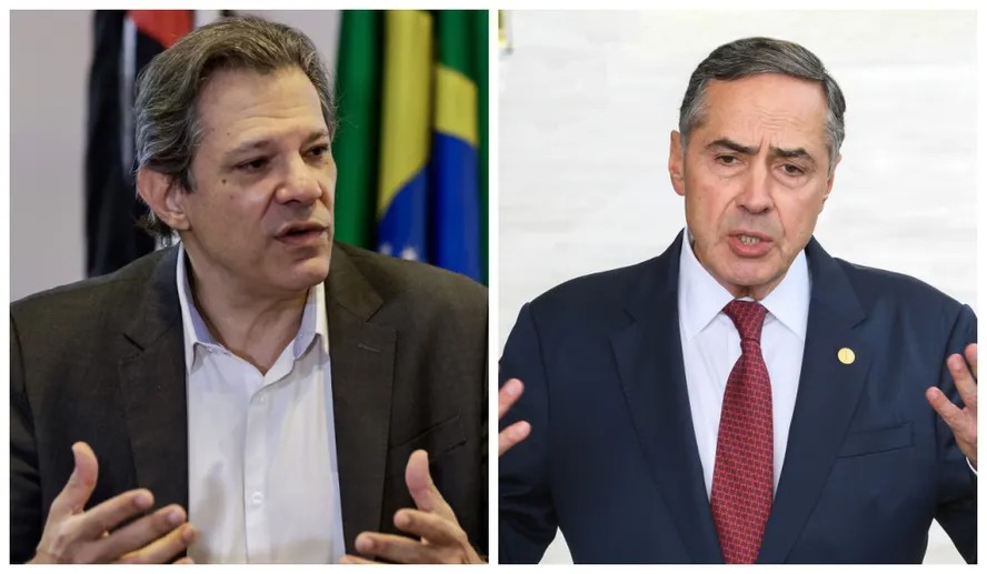 Ministro da Fazenda, Fernando Haddad, e o presidente do STF, Luís Roberto Barroso