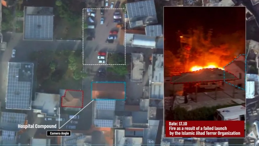 Veja antes e depois de área de hospital atingida por míssil na Faixa de Gaza