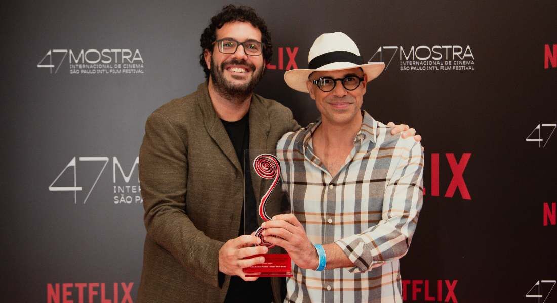 Gabriel Gurman e Haroldo Borges, na entrega do Prêmio Netflix